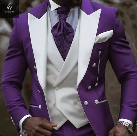 Purple Color Three Piece Men Suit | eBay Suits For Groomsmen, Tuxedo For Wedding, Men Tuxedo, Groomsmen Party, White Wedding Suit, Dinner Suit, Purple Suits, Pieces Men, Bespoke Suit