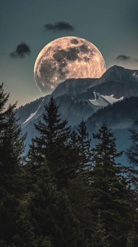 Mountain And Moon Wallpaper, Mystical Nature Aesthetic, Full Moon Mountains Night, Moon Aesthetic Landscape, Moon Magic Aesthetic, Moon Reflection On Water, Moon Night Wallpaper, Forest Moonlight, Night Moon Aesthetic