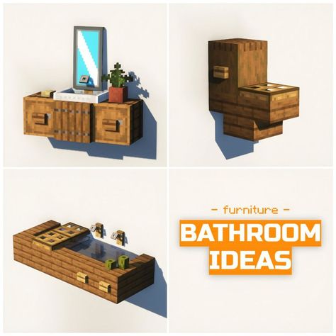 Mc Bathroom Ideas, Minecraft Interior Bathroom, Cute Minecraft Bathroom, Minecraft Space Fillers Interior, Minecraft Sink Ideas, Minecart Ideas, Bathroom Ideas Minecraft, Bathroom Minecraft Ideas, Minecraft Bathtub