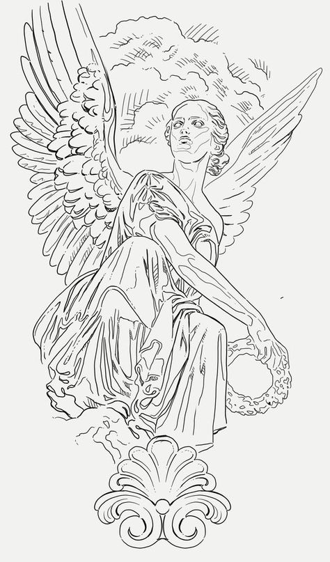 Lighting Tattoo Design, Angel Tattoo Stencil, Statues Tattoo, Bvb Tattoo, Angel Tattoo Stencils, Angel Stencil, Hirsch Tattoo, Card Tattoo Designs, Statue Tattoo