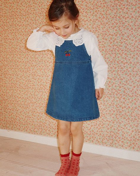 Drop 2 from our AW24 @kongessloejd edit is now up on the site 🍒 Shop novelty knits, embroidered denim and super soft organic cotton pointelle layers. Childrens Outfits, Lifestyle Images, Blue Cherry, Go Bags, Swim Accessories, Collar Shirt, Flared Skirt, Newborn Girl, Strap Dress