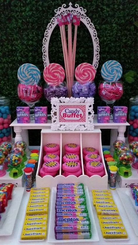 Birthday Candy Table, Candyland Party Theme, Quinceañera Party Ideas, Candy Theme Birthday Party, Candy Themed Party, Candy Land Birthday Party, Candy Birthday Party, Candyland Birthday, Candyland Party