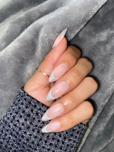 Pearlescent French Tip Nails, Shimmer French Tip Nails, Shimmer French Tip, Pearlescent Nails, Tip Nails, French Tip Nails, Nail Tips, Ongles, Acrylic Nails