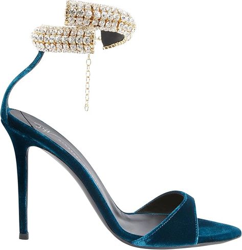 Farfetch Shoes, Dark Blue Heels, Turquoise Heels, Teal Heels, Food Courts, Fabric Sandals, Velvet Sandals, Giuseppe Zanotti Heels, Giuseppe Zanotti Shoes