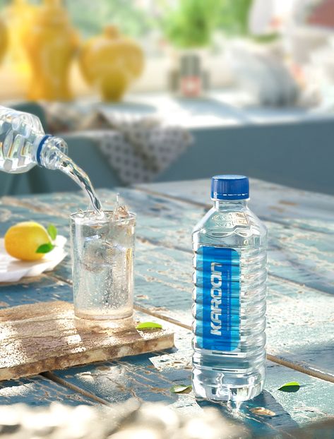 Mineral Water Photography, Bottled Water Photography, Mineral Water Aesthetic, Glass Of Water Photography, Drinking Water Photography, Water Bottle Photography, Water Ads, Bottle Design Water, Mineral Water Brands