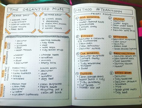 The organised Mum Method in my bullet journal TOMM Organised Mum Method, Dot Journaling, Bullet Bullet, Organised Mum, Cleaning Schedules, Happy Mind, Household Management, Organized Mom, Todo List