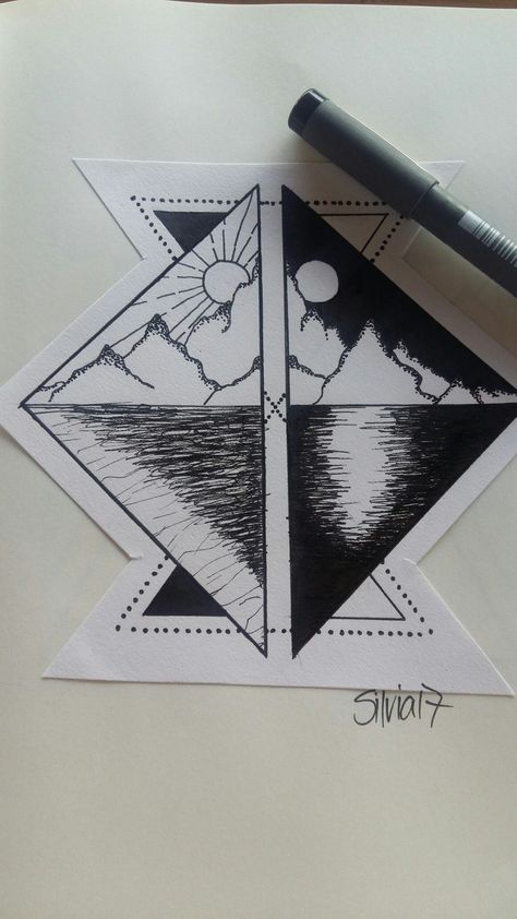 Day and Night/ Moon and Sun/  Mountain Geometry/ Tattoo idea Day And Night Couple Tattoo, Day Night Tattoo, Night And Day Tattoo, Night Sky Tattoos, Camping Tattoo, Sky Tattoos, Night Tattoo, Sister Tattoo, Geometry Tattoo