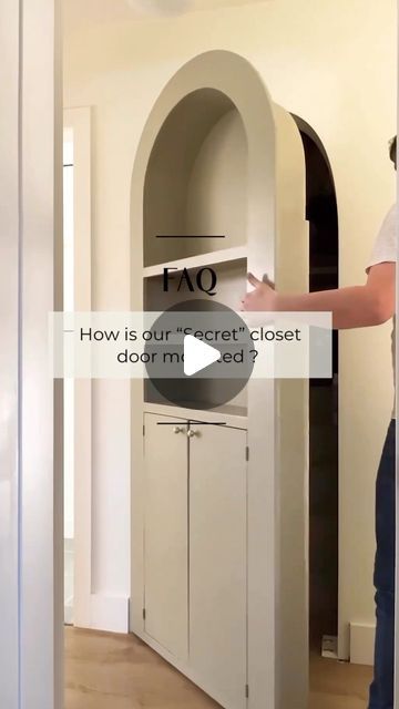 Arched Hidden Door, Hidden Closets Ideas, Hidden Closet Behind Bed, Hiding Closet Doors, Secret Doors Ideas, Secret Closet Ideas, Murphy Door Closet, Arched Closet Doors, Secret Closet Door