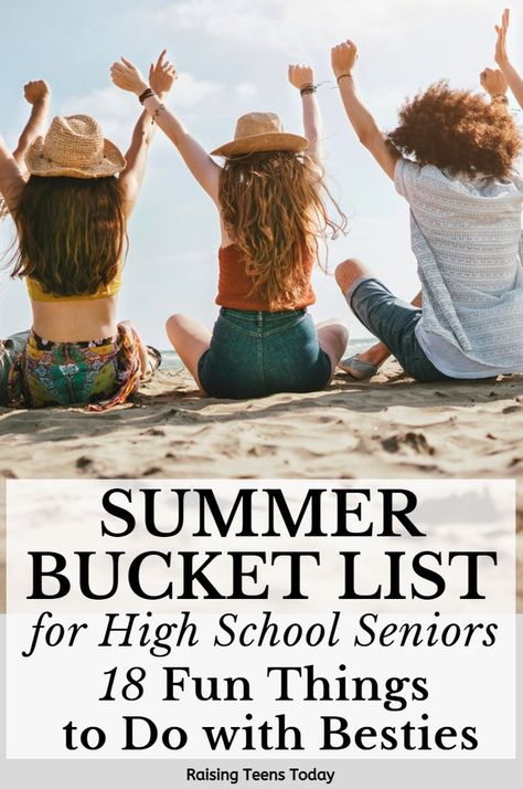 The summer before high school seniors venture off for their next chapter – whether it’s college, the start of a new career, military service, or some other new adventure – is truly a bittersweet time. With all their friends soon scattering in different directions, this is their time to have fun and make tons of amazing memories! Here's a summer bucket list for high school seniors along with 18 fun things to do with their besties! #teenagers #highschoolseniors #parenting #parents #college Senior Bucket List, High School Bucket List, College Bucket List, Before College, Teen Summer, Summer Bucket List, Movie Marathon, Summer Memories, Parenting Skills