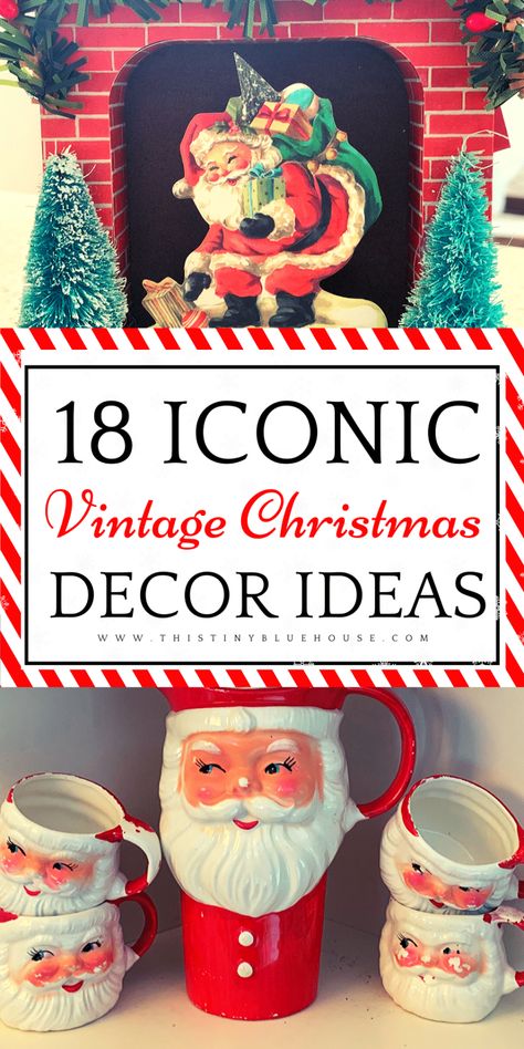 Vintage Christmas Gifts Ideas, Retro Vintage Christmas Decor, Vintage 50s Christmas Decor, Retro Christmas Gifts, Nostalgic Christmas Decor Ideas, Vintage Christmas Assemblages, Retro Christmas Mantle Ideas, Vintage Holiday Decor 1950s Christmas, Vintage Christmas Gift Ideas