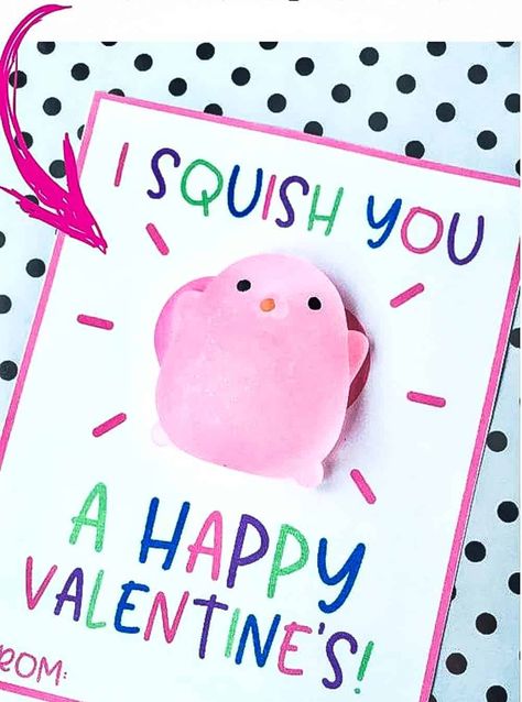 Squishy Toy Valentine - Cute idea for Valentines day for children Squishy Valentine, Free Printable Valentine Cards, Printable Valentines For Kids, Free Valentine Cards, Valentines Ideas For Him, Student Valentines, Free Printable Valentines Cards, Valentines Diy Kids, Printable Valentine Cards