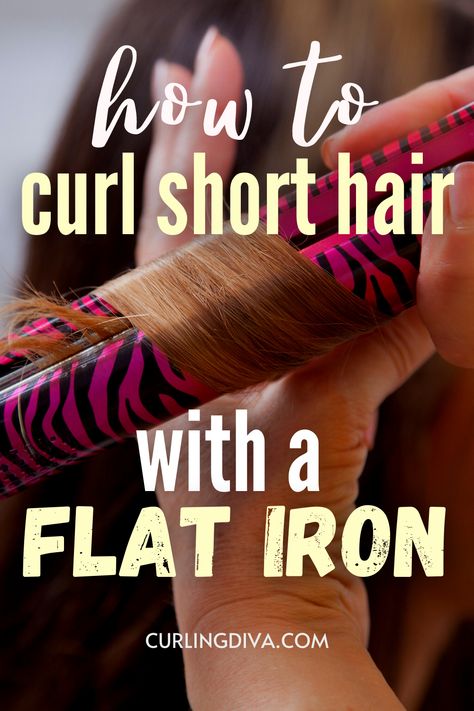 Small Hair Straightener, Curling With A Flat Iron Short Hair, How To Curl Hair With A Straight Iron, Curl Straight Hair With Flat Iron, Flatiron Curls For Short Hair, Curling Shirt Hair With Flat Iron, Mini Flat Iron Short Hair, Straight Iron Curls Short Hair, Small Flat Iron For Short Hair