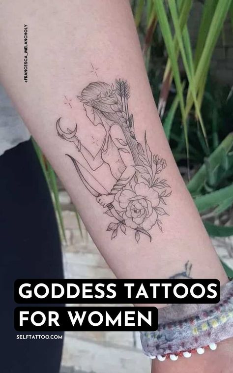 Egyptian Tattoo For Women, Feminine Warrior, Goddess Tattoos, Artemis Tattoo, Athena Tattoo, Empowering Tattoos, Bauch Tattoos, Goddess Tattoo, Muster Tattoos