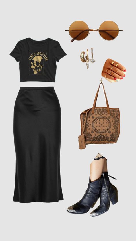 #fashion #bandtee #darkfeminine #outfit #style #altstyle #alternative #yallternative #ootd #outfitinspo Edgy Outfits Summer, Boho Aesthetic Outfit, Vegas Outfit, Nashville Outfits, Vibe Clothes, Alternative Outfits, Professional Outfits, Outfit Style, Country Outfits