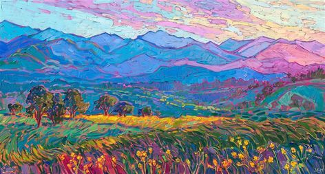 Coastal Range Willamette Valley Oregon mountains landscape oil painting for sale by impressionist master Erin Hanson. Fine Art Prints Artists, Colorado Painting, Mountains Painting, American Impressionism, Erin Hanson, Contemporary Impressionism, Oil Painting For Sale, Impressionism Painting, Impressionism Art