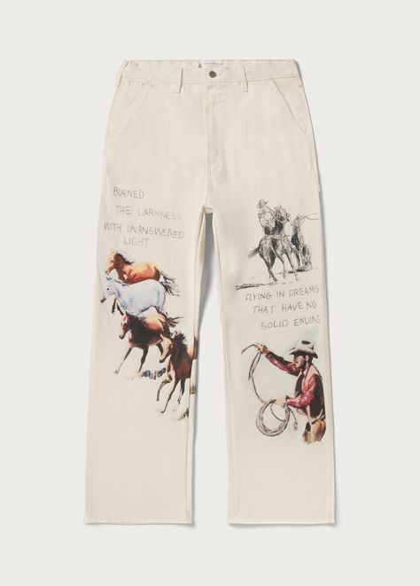 Fort Courage Painter Pants | Canvas | A Fantasy | One Of These Days Embroidered Pants Men, Men 2024 Fashion, Street Wear Pants, Painting Pants, Streetwear Graphics, Painter Pants, Mexico Fashion, Apparel Design Inspiration, Graphic Clothing