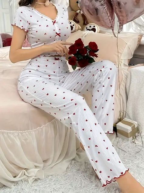 Temu | Explore the Latest Clothing, Beauty, Home, Jewelry & More Shein Pyjama Set, Night Pyjamas For Women, Pijama Shein, Home Outfit Women, Aliexpress Dresses, Night Wear Dress, Sleepwear Women Pajamas, Comfy Pajamas, Home Wear Women Pajamas