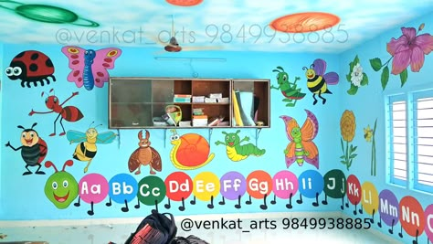 any school wall painting requirements call me: 9849938885, we do anywhere in India #Playschoolwallpainting #schoolwallpainting #schoolwallart #schoolart #schoolwalldecor #schooldecorationideas #schoolpainting #decorationideas #preschoolwallpainting #primaryschoolwallpainting #schoolwallpaintinghyderabad #schoolarthyderabad #playhomewallpainting #preprimaryclassroomwallartpainting #schoolpaintingserviceinhyderabad #wallpaintinginschools #classroomwallpainting #nurseryclassroomwallart #venkatarts Kindergarten Classroom Wall Painting, Primary School Wall Painting Ideas, School Wall Painting Ideas, Nursery Class Decoration, Classroom Walls Paint, School Wall Art Ideas, Preschool Classroom Setup, School Wall Painting, School Wall Decoration