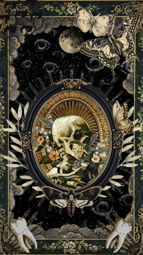 #gothic #goth #skull#vintage #art #darkacademia #fyp #nature #vibes#skull #botanical #wallpaper Artsy Background, Nature Vibes, Goth Wallpaper, Gothic Wallpaper, Mother Art, Abstract Wallpaper Design, Witchy Wallpaper, Pop Art Wallpaper, Collage Background