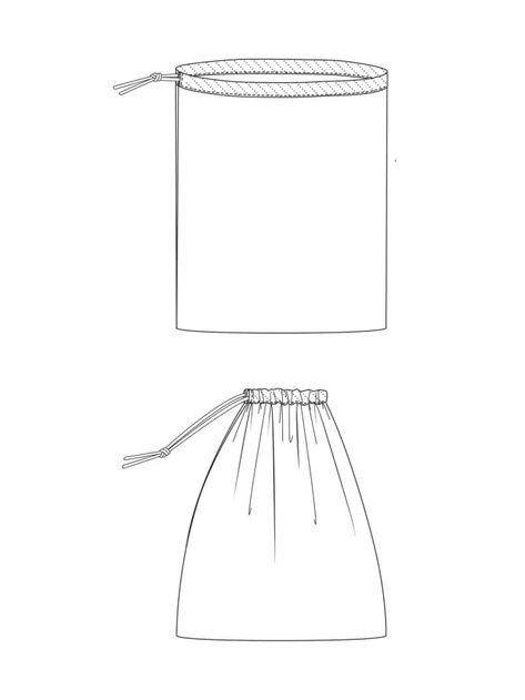 technical line drawing of drawstring bag Drawstring Bag Pattern, Bag Illustration, Bag Inspiration, Flat Sketches, Fabric Pictures, Flats Patterns, Red Gingham, Indian Cotton, Fashion Illustrations