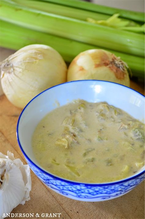 How to Make Cream of Celery Soup | anderson + grant Homemade Cream Of Celery Soup, Celery Recipes, Canned Soup, Healthy Nutrition Plan, Kitchen Staples, Cream Of Celery, How To Make Cream, Cream Of Celery Soup, Celery Soup