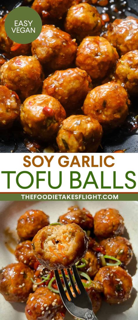 Soy Garlic Tofu, Tofu Balls, Resep Vegan, Garlic Tofu, Tofu Recipes Healthy, Tofu Dishes, Lost 100 Pounds, Tofu Recipes, Veg Recipes