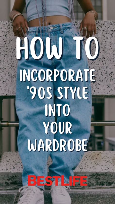 "A choker is a '90s necessity. "Vintage ones from the '80s and '90s are a girl's dream come true," says Jordan Grossman, a celebrity stylist and expert at ShopGoodwill. Just tie one on with any outfit in a coordinating color." 90s Outfit Jeans, Affordable 90s Style Flare Jeans For Streetwear, 90s Baggy Jeans For Fall, 90s Style Baggy High-rise Jeans, 90s High-waisted Jeans For Streetwear, 90s High-rise Cargo Jeans For Streetwear, Retro Running Shoes, Vintage Flannel Shirt, Celebrity Stylist