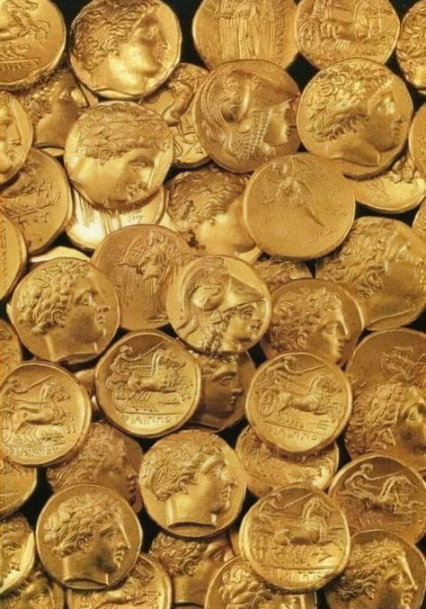 Treasure Of 51 Macedonian Gold Coins. Was Hidden Sometime After 330 Bce In A Cavity In A Rock In Ancient Corinth Ancient Greece Aesthetic, Hawke Dragon Age, Logam Mulia, Gold Everything, Kota Bharu, American Gods, Gold Aesthetic, Alexander The Great, Ancient Coins