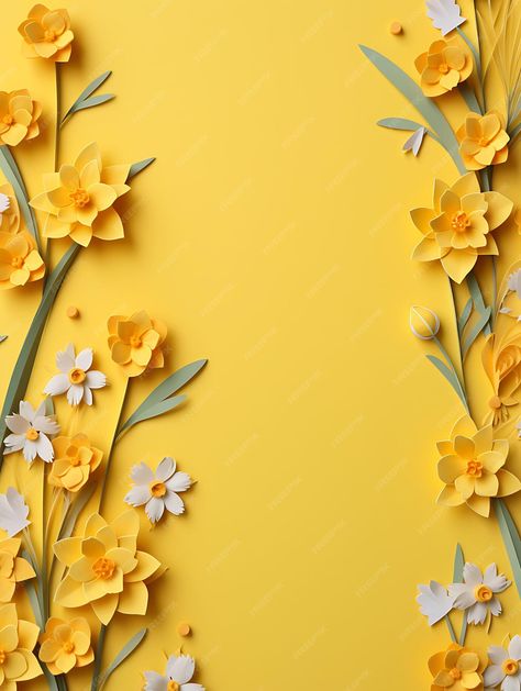 Premium AI Image | Daffodils Frame Scattered Beads Yellow Background Leave Spac Scene Art Decor Beauty Aesthetics Daffodil Background, Yellow Background Wallpapers, Daffodils Aesthetic, Yellow Background Aesthetic, Dc Painting, Yellow Flowers Aesthetic, Yellow Flowers Wallpaper, Little Kanha Ji Images, Spring Backgrounds