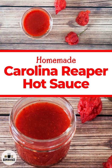 How to make your own homemade Hot Sauce. This recipe can be used for any peppers, but we start with the world’s hottest pepper, the Carolina Reaper. Get the details and spice up your recipes with this simple and easy hot sauce recipe you can make at home! #hotsauce #Carolinareaper Carolina Reaper Recipe, Carolina Reaper Hot Sauce Recipe, Easy Hot Sauce, Reaper Hot Sauce, Ghost Pepper Hot Sauce, Hot Pepper Recipes, Carolina Reaper Pepper, Hot Sauce Recipe, Pantry Recipes