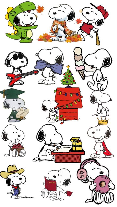 All types of snoopy Snoopy Printable, Snoopy Svg, Christmas Stationary, Cute Snoopy, Christmas Snoopy, Sticker Design Inspiration, December Calendar, Stationary Paper, Snoopy Pictures