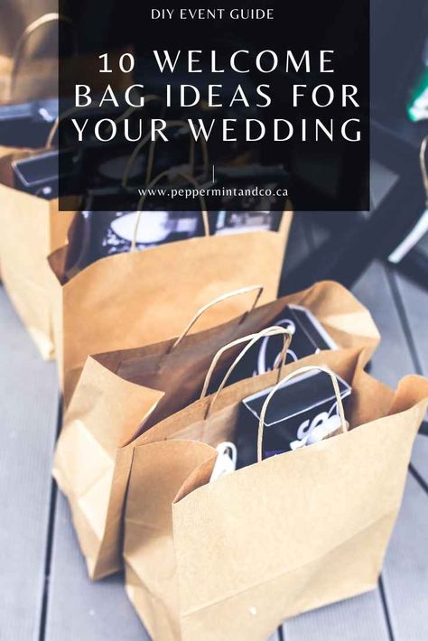 Welcoming your guests at your wedding can’t be anymore special than with a curated welcome bag for almost every season and theme! We’ve rounded up our top 10 welcome bag ideas that you can also use for your wedding! #WeddingWelcomeBag #WelcomeBagIdeasWedding #GiftingForWedding #GiftsForWeddingGuests Wedding Welcome Boxes For Guests, Wedding Guest Care Package Welcome Bags, Wedding Welcome Bag Ideas For Hotel Guests, Wedding Gift Bag Ideas For Guests, Wedding Goody Bags For Hotel Guests, Wedding Swag Bag Ideas, Welcome Wedding Bags Guest Rooms, Wedding Weekend Welcome Bags, Wedding Guest Welcome Bags Hotels