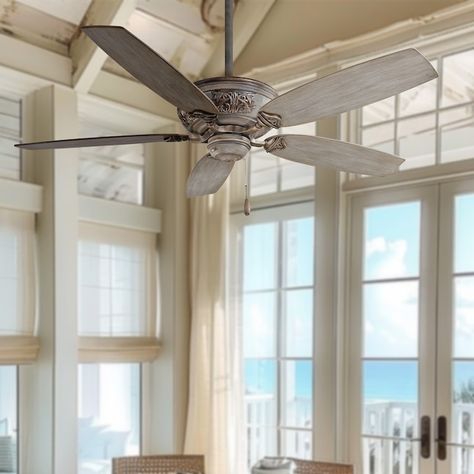 Minka Aire Classica 54-in Driftwood Indoor Ceiling Fan (5-Blade) in the Ceiling Fans department at Lowes.com Living Room Ceiling Fan High Ceiling, Coastal Ceiling Fans With Lights, French Country Ceiling Fan, Great Room Ceiling Fan, Ceiling Fan For Bedroom, Coastal Ceiling Fan, Bedroom Fan, Undivided Attention, Unique Ceiling Fans