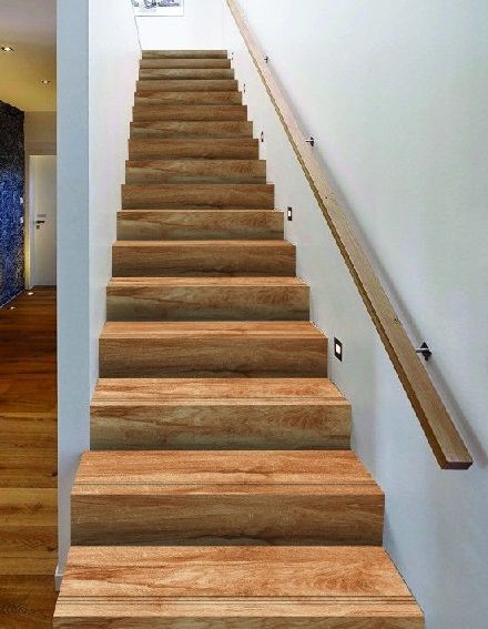 Wooden Tiles Stairs Design Wooden Tiles Stairs, Stairs Tiles Design Modern, Wood Finish Tiles, Tiles For Stairs, Tiled Stairs, Tiles Stairs, Stairs Tiles Design, Barndo Ideas, Wood Grain Tile