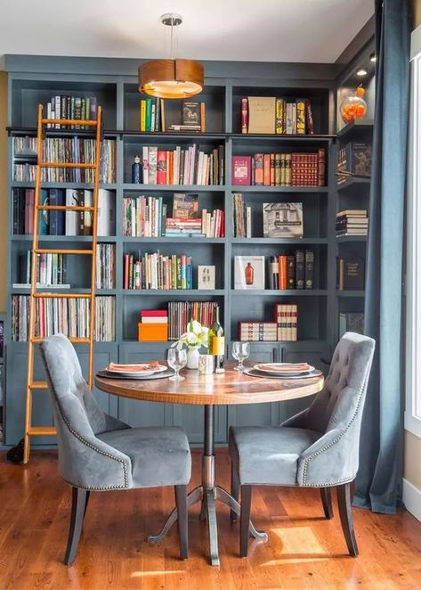 Small Home Library Ideas, Living Room Ideas For Men, Library Design Ideas, Small Home Library, Home Library Ideas, Home Library Design Ideas, Ikea Kallax Shelving, Home Library Rooms, Sitting Room Design