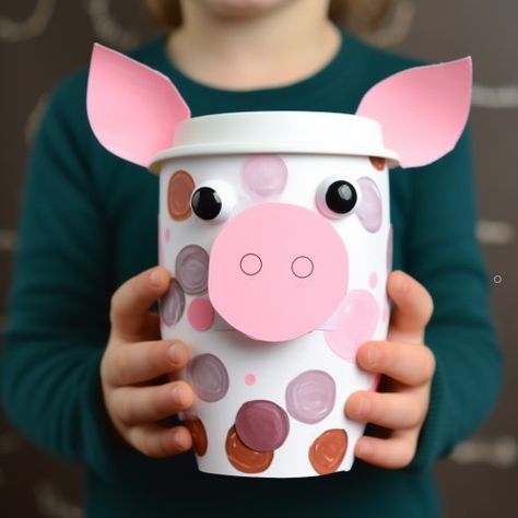 child holding crafted piggy bank Recycled Piggy Bank Ideas, Piggy Bank Craft Preschool, Piggy Bank Craft For Kids, Piggy Bank Craft Ideas, Money Crafts For Kids, Diy Piggy Bank For Kids, Homemade Piggy Bank, Homemade Piggy Banks, Oatmeal Container Crafts