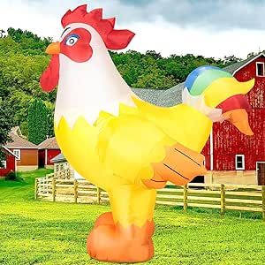 Chicken Decorations, Blow Up Christmas Decorations, Christmas Rooster, Outdoor Thanksgiving, Holiday Inflatables, Cute Chicken, Chicken Decor, Inflatable Decorations, Large Decor