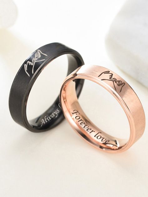 Multicolor Fashionable   Stainless Steel   Embellished   Jewelry Relationship Rings, Bff Rings, Matching Necklaces For Couples, Matching Promise Rings, Cute Promise Rings, Best Friend Rings, Couple Ring Design, Bff Jewelry, Friend Rings