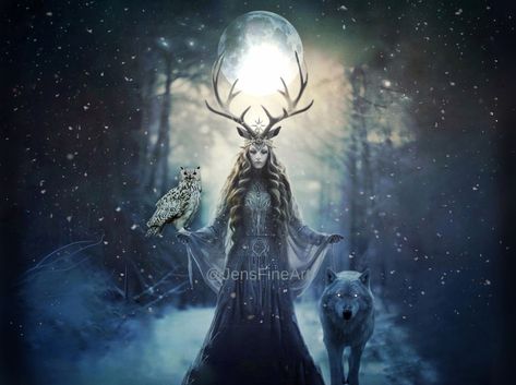 Queen of Winter PRINT Yule Goddess Witch Solstice Photo - Etsy Yule Goddess, Yule Art, Wild Goddess, Yule Witch, Full Moon Astrology, Gothic Winter, Imbolc Ritual, Feminine Archetypes, Full Moon Photos