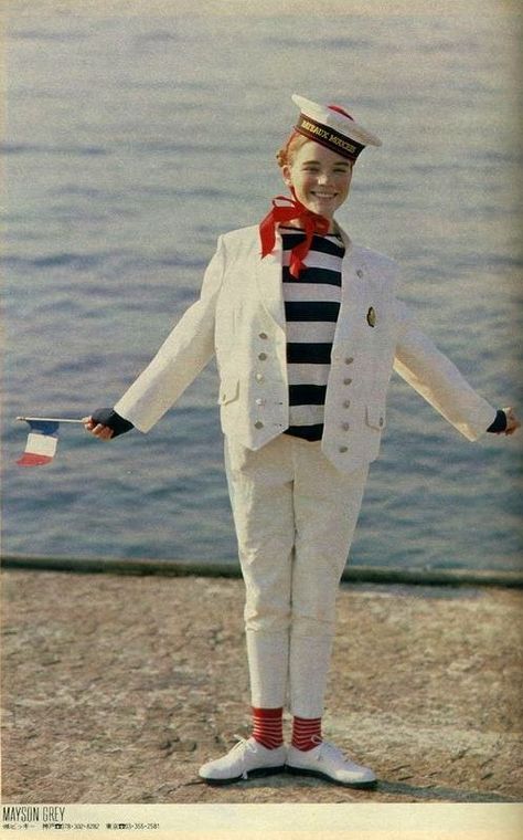 Sailor Outfit Aesthetic, Sailor Aesthetic, Grandmother Aesthetic, Nautical Aesthetic, Oc Board, Drag King, Breton Stripes, Honeymoon Outfits, Sailor Suit