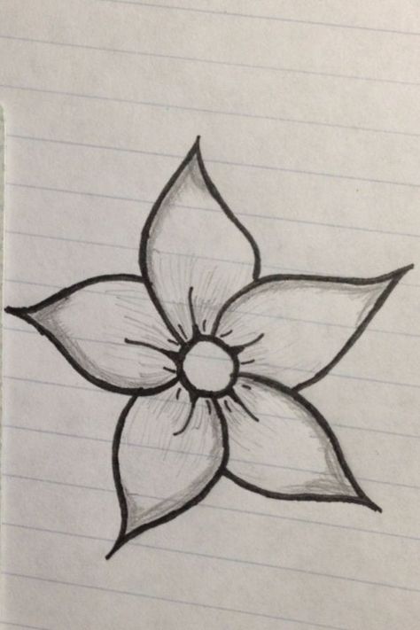 Screen Drawing, Cute Flower Drawing, Simple Flower Drawing, Lukisan Comel, Easy Flower Drawings, Pencil Drawings Of Flowers, Flower Step By Step, Easy Drawings For Beginners, Simple Flower Design