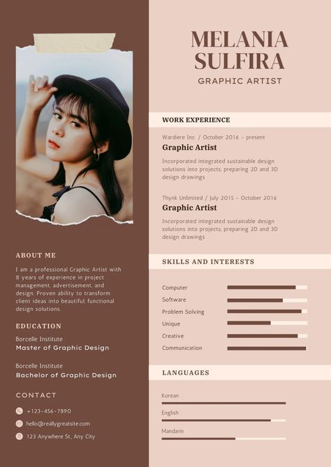 Interior Design Resume, Designer Resume Template, Graphic Designer Resume Template, Resume Design Inspiration, Graphic Designer Resume, Artist Resume, Cv Inspiration, Designer Resume, Infographic Resume