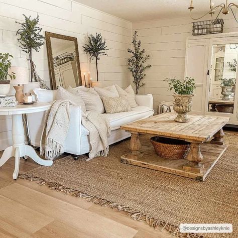 Decoration Inspiration, Design Living Room, Farmhouse Living, Decorating Blogs, Jute Rug, Decoration Design, Home Living Room, Home Interior, Room Inspiration