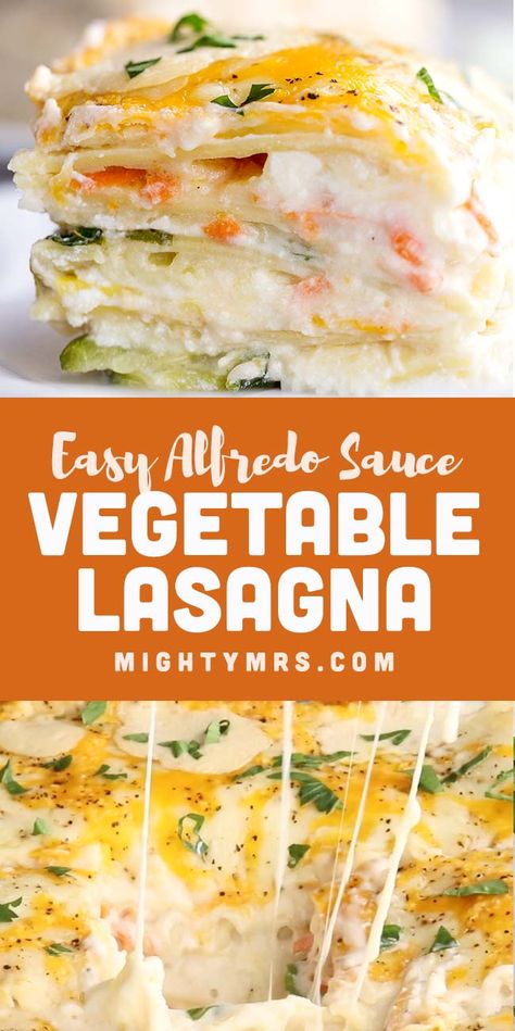 Vegetable Lasagna With White Sauce, Lasagna With White Sauce, White Lasagna Recipe, White Sauce Lasagna, Easy Vegetable Lasagna, Veggie Lasagna Recipe, Veggie Lasagne, Jarred Alfredo Sauce, Salsa Alfredo