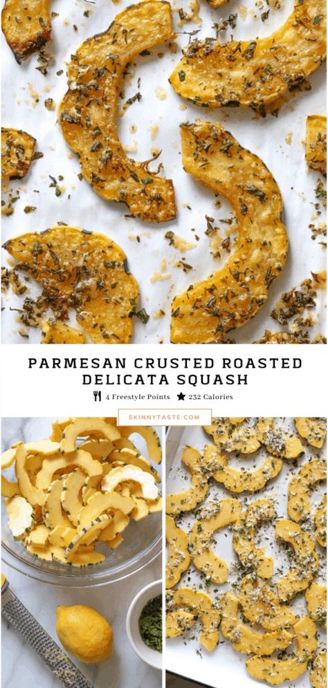 Delicata Squash Recipe, Roasted Delicata Squash, Delicata Squash, Squash Recipe, Tomate Mozzarella, Roasted Squash, Parmesan Crusted, Skinny Taste Recipes, Squash Recipes