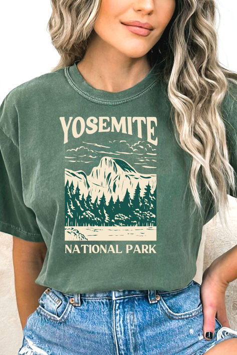 Yosemite National Park Comfort Colors Vacation Tee Shirt National Parks Tshirt, National Park Merch, National Parks Shirt, Outdoor Graphic Tees, Granola Wardrobe, National Park Clothing, National Park Tshirt, National Park Shirts, Shirts Cricut