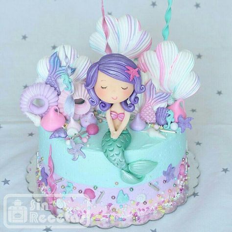 Mermaids Cake, Sirenita Cake, 3d Dort, 4de Verjaardag, Little Mermaid Cake, Little Mermaid Cakes, Mermaid Birthday Party Decorations, Mermaid Theme Birthday Party, Mermaid Birthday Cakes