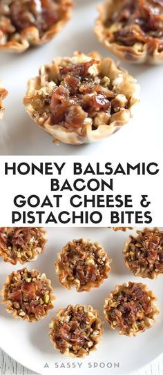 Pistachio Bites, Bacon Goat Cheese, Nibbles For Party, Phyllo Cups, Honey Balsamic, Finger Food Appetizers, Party Food Appetizers, Best Appetizers, Yummy Appetizers