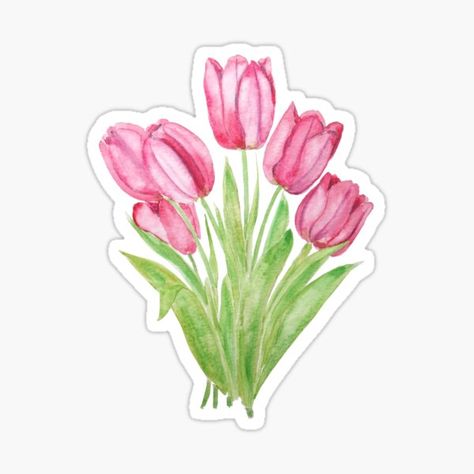 Beautiful Flower Stickers  Add a touch of nature to your planner, notebook, or other projects with these beautiful flower stickers. Save 20% on your first order! #flowerstickers #plannerstickers . #Holland_Flowers #Tulips_Watercolor #Tulip_Painting #Tulips_Art Holland Flowers, Pink Stickers, Homemade Stickers, Tulip Painting, Tulips Art, Watercolor Tulips, Watercolor Stickers, Spring Art, Pink Tulips