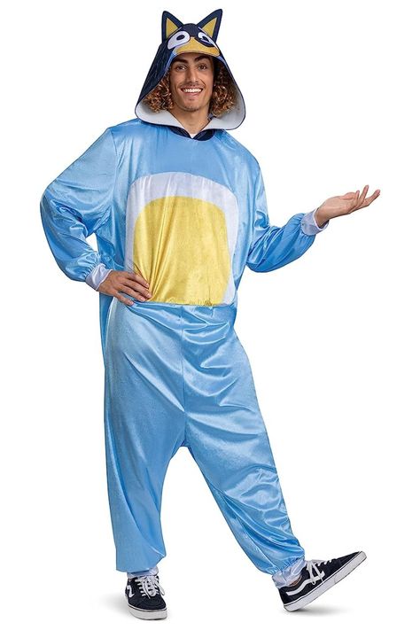 Embrace your inner child with this fun and comfortable ensemble! From the beloved children’s show, this adult Chilli costume will bring this character to life and make you the cool parent everyone wants to hang out with. Bluey Onesie, Bluey Bingo Halloween Costume, Bandit Costume, Bandits Costume, Bluey Bandit, Dad Costume, Family Costumes, Adult Halloween Costumes, Movie Costumes